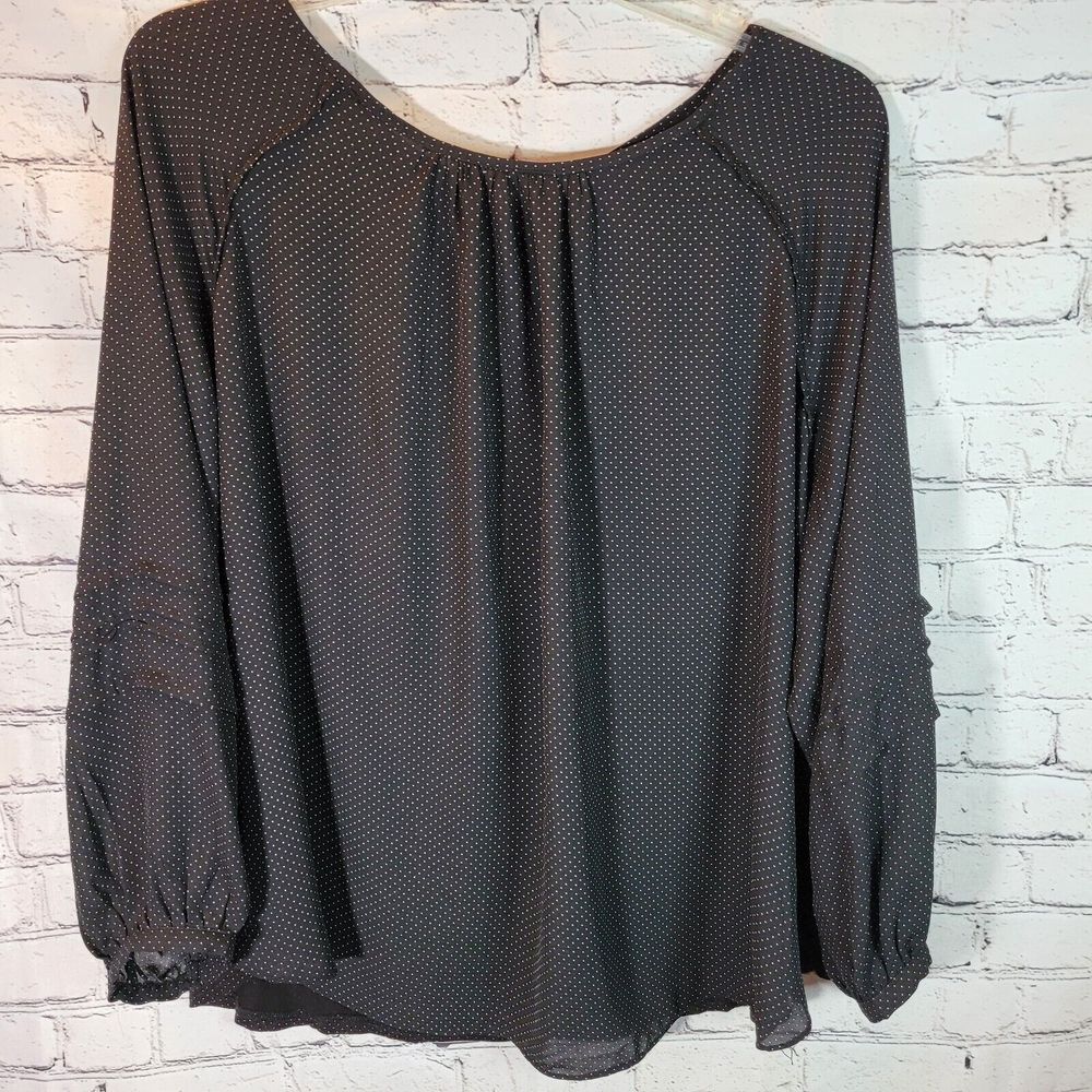 Chelsea & Theodore Woman, Black Polka Dot Blouse, Size‎ 2X